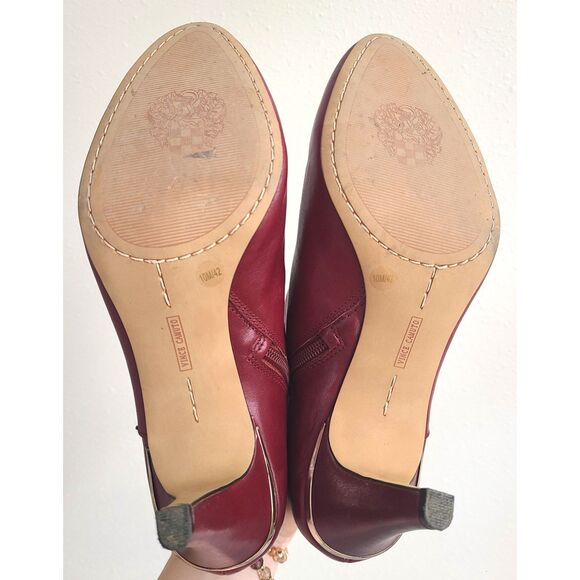 Vince Camuto Red Leather Ankle Booties US 10 EU 42 Heel Boots Mob Wife Pointed - Picture 7 of 7